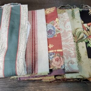 Green, Ivory, Terra Cotta Upholstery Fabric Bundle Medium Weight Sewing Destash